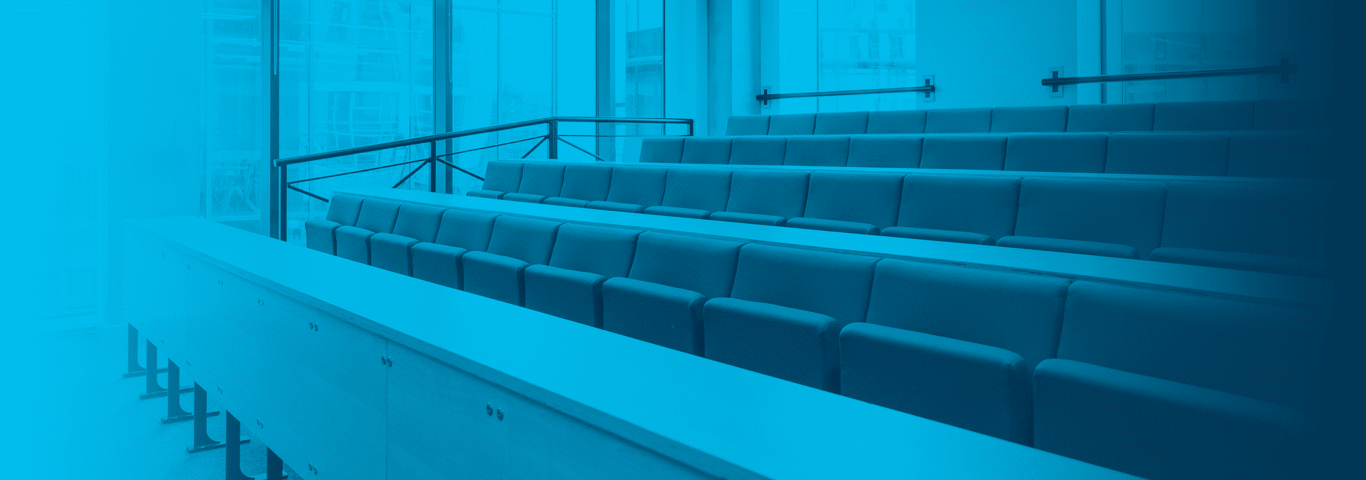 lecture hall, empty seats with gradient over lay