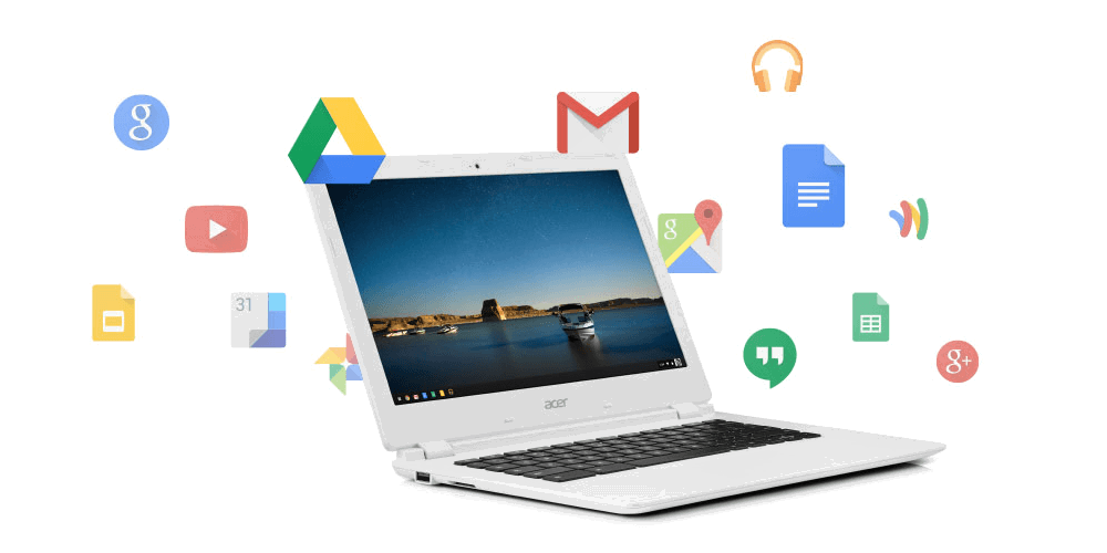 chromebook with apps floating around