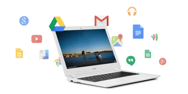 chromebook with apps floating around