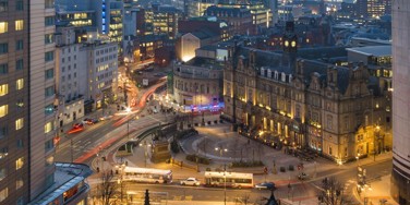 Leeds from above at dusk