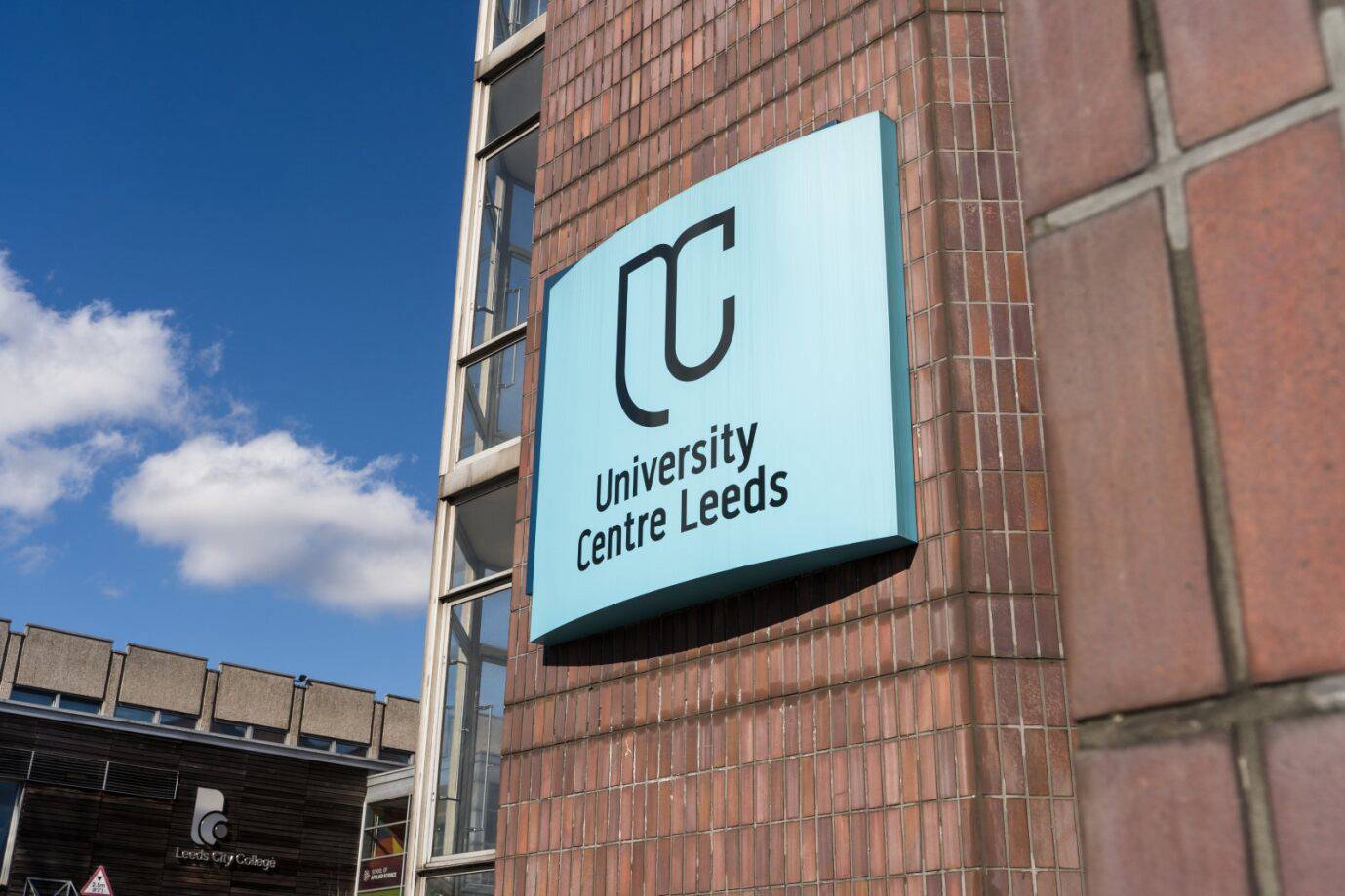 University centre leeds sign on side of building